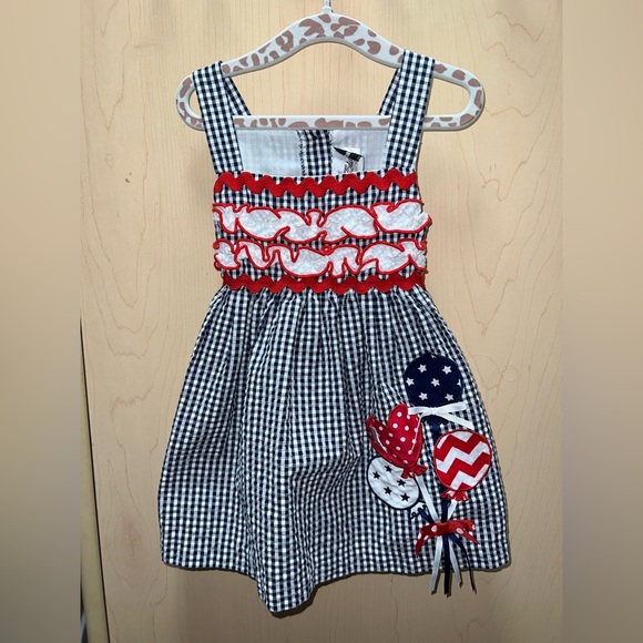 Rare Editions Black White Gingham Dress  4th of July Veterans Day Memorial Day - Picture 1 of 4